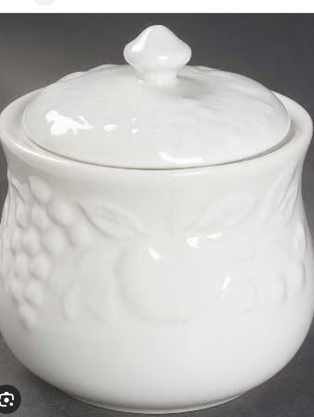 Gibson Sugar Bowl With Lid Fruits Embossed